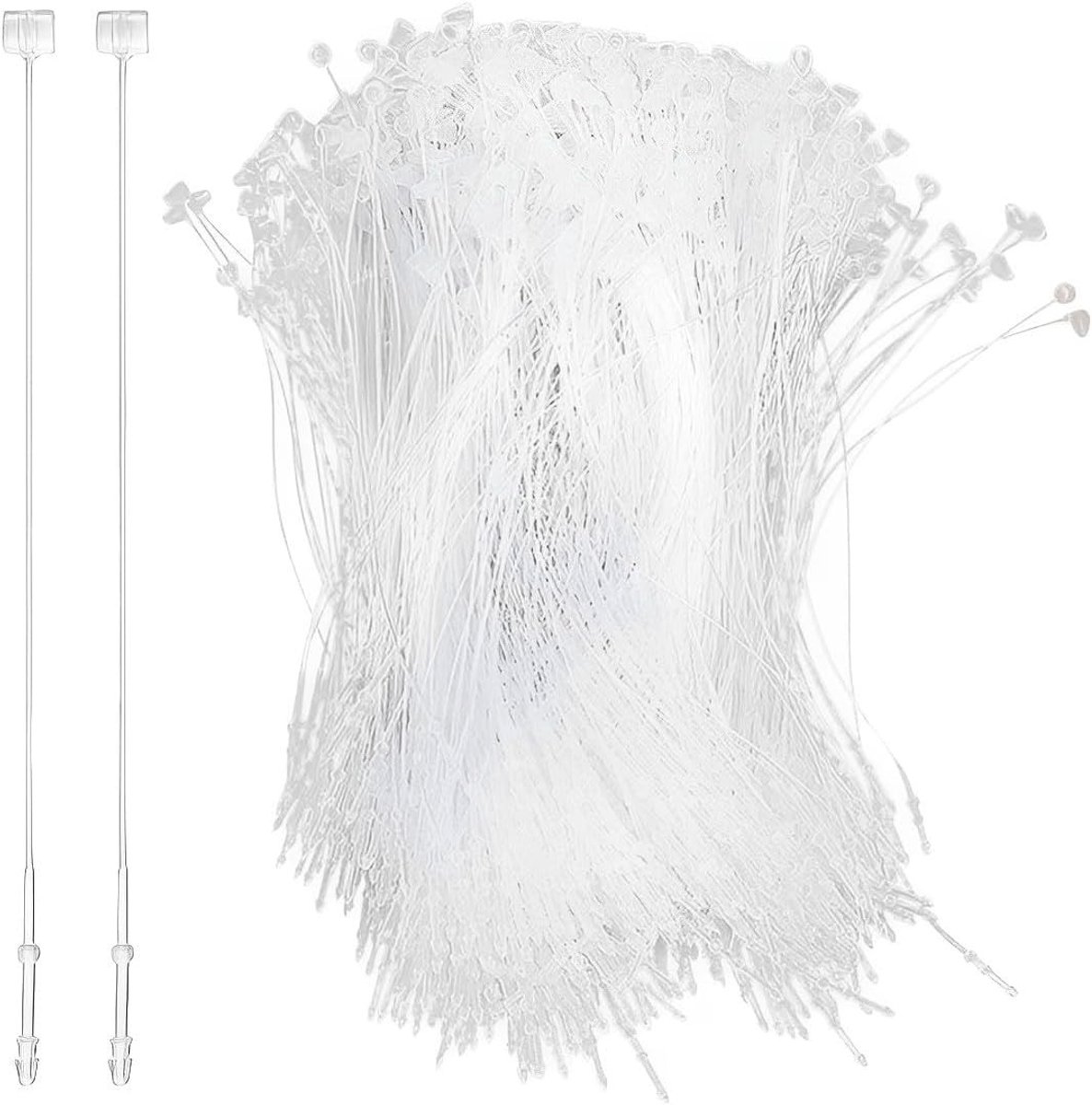 Polyester touwtjes voor het ophangen van labels met Amerikaanse drukknoopsluiting, ideaal voor prijslabels op kleding en accessoires (transparant/8cm)