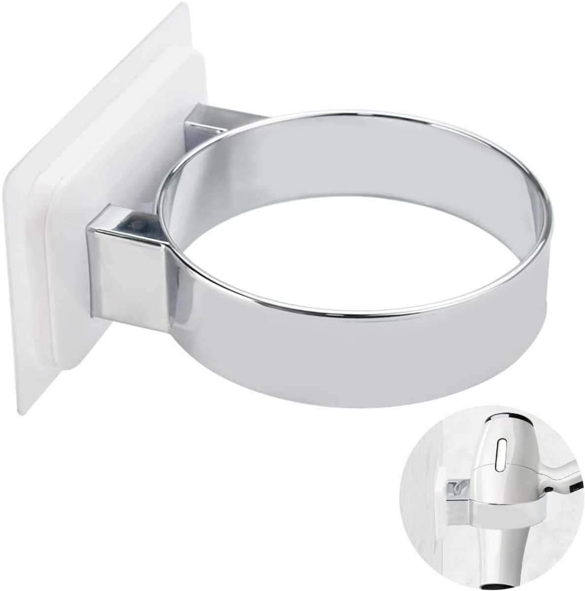 SnelShoppen - Föhn Houder Muurbevestiging - Zelfklevende Föhn Rack Houder van Plastic - Ruimtebesparende Föhn Muurhouder voor Badkamer, Hotel, Kapsalo