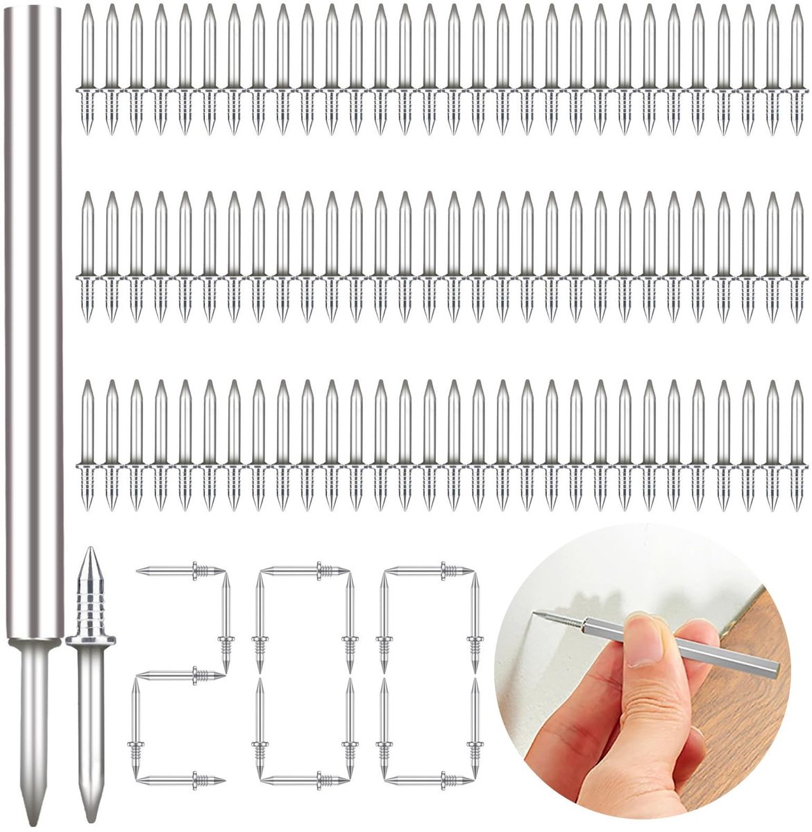Dailygoods- Dubbele Kopnagels Naadloos - Onzichtbare Veiligheidsschroeven - Voor Plinten - Roestbestendig - Eenvoudige Installatie - Sterk Materiaal - Spijkers