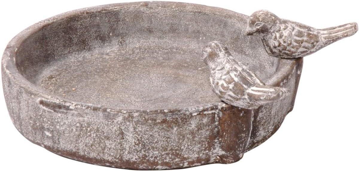 Thijox - Klassiek Vogelbad Zwembad-Oase - Cement Waterbad Voor Wilde Vogels - Ø 24,5 cm - Grijs - Perfect Voor Tuin, Terras en Balkon