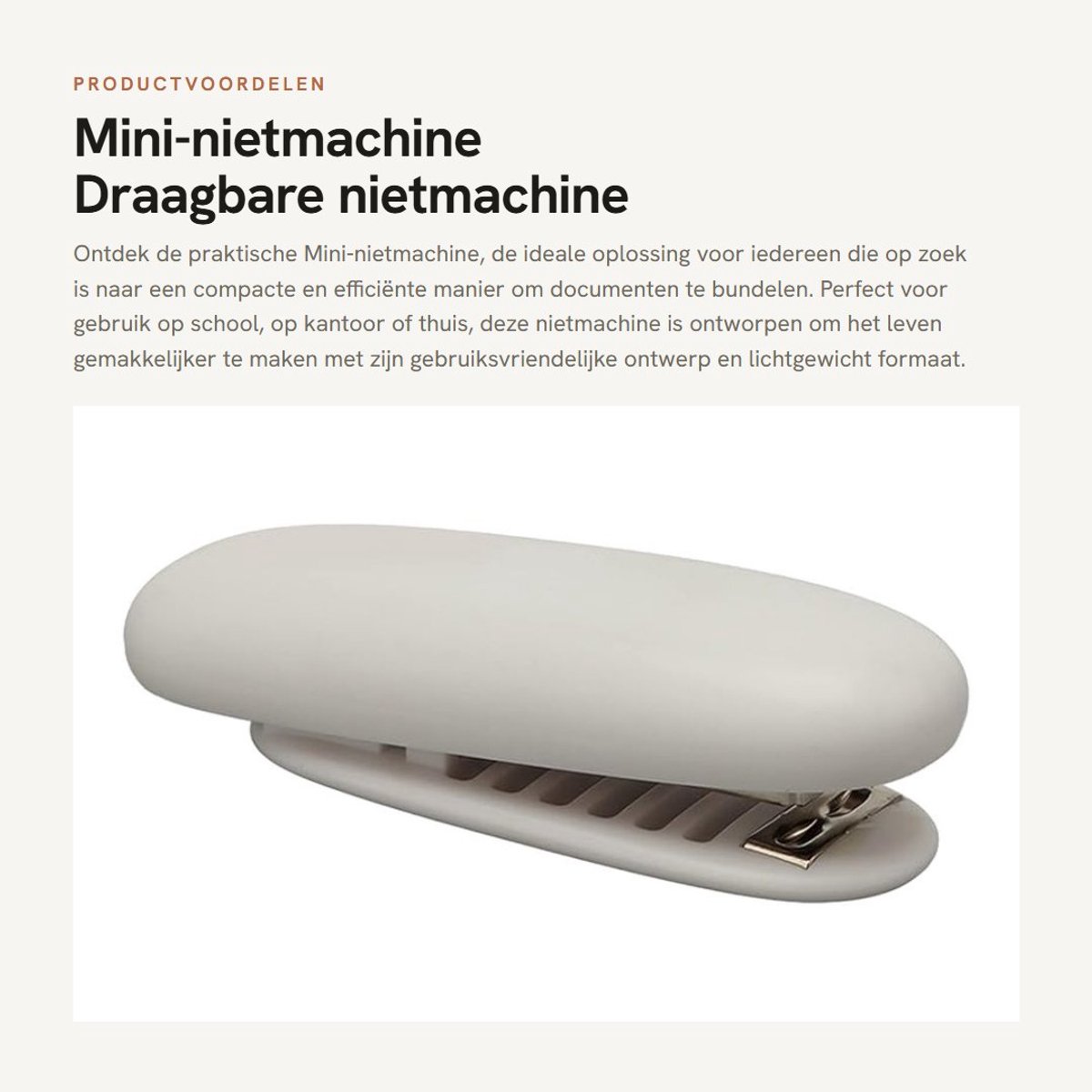 Dailygoods- Nietmachine Mini - Draagbare Nietmachine - ABS Materiaal - Hefboomwerking - 50 Nietjes - Afmetingen 8,6 cm x 2,9 cm x 2 cm - Stapler