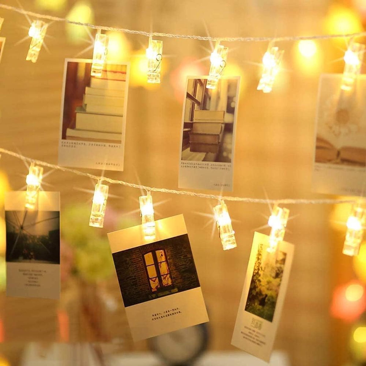 Thijox - Lichtsnoer Batterij 20 LED Binnen Kinderkamer, Warm Wit Lichtketting voor Foto's, Kerstmis, Bruiloften en Feesten