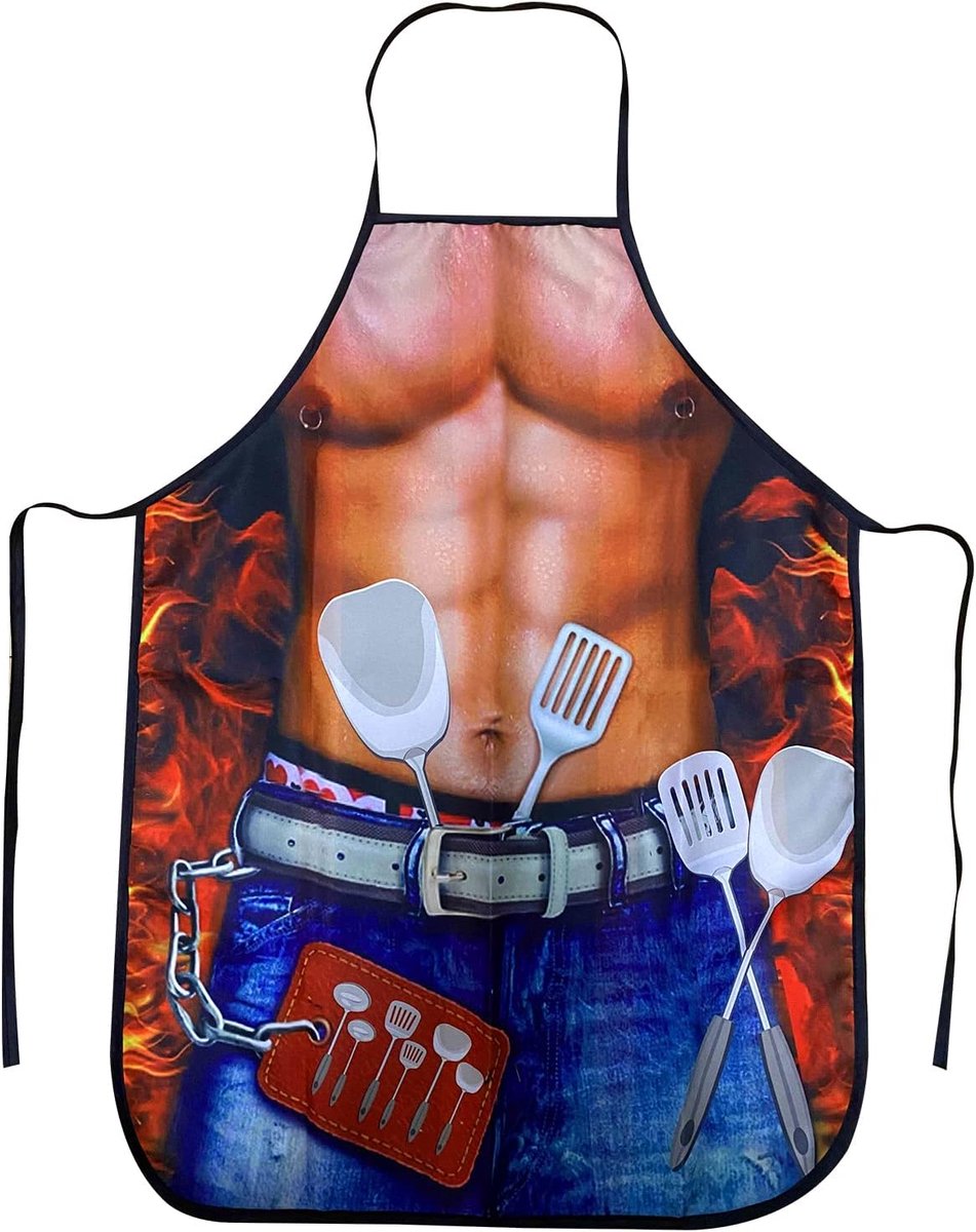 Thijox - Grappig Keukenschort voor Mannen - Sexy 3D Spierschort - Modern Kookschort voor Barbecue, Feest en Keuken - Perfect Cadeau voor Volwassenen