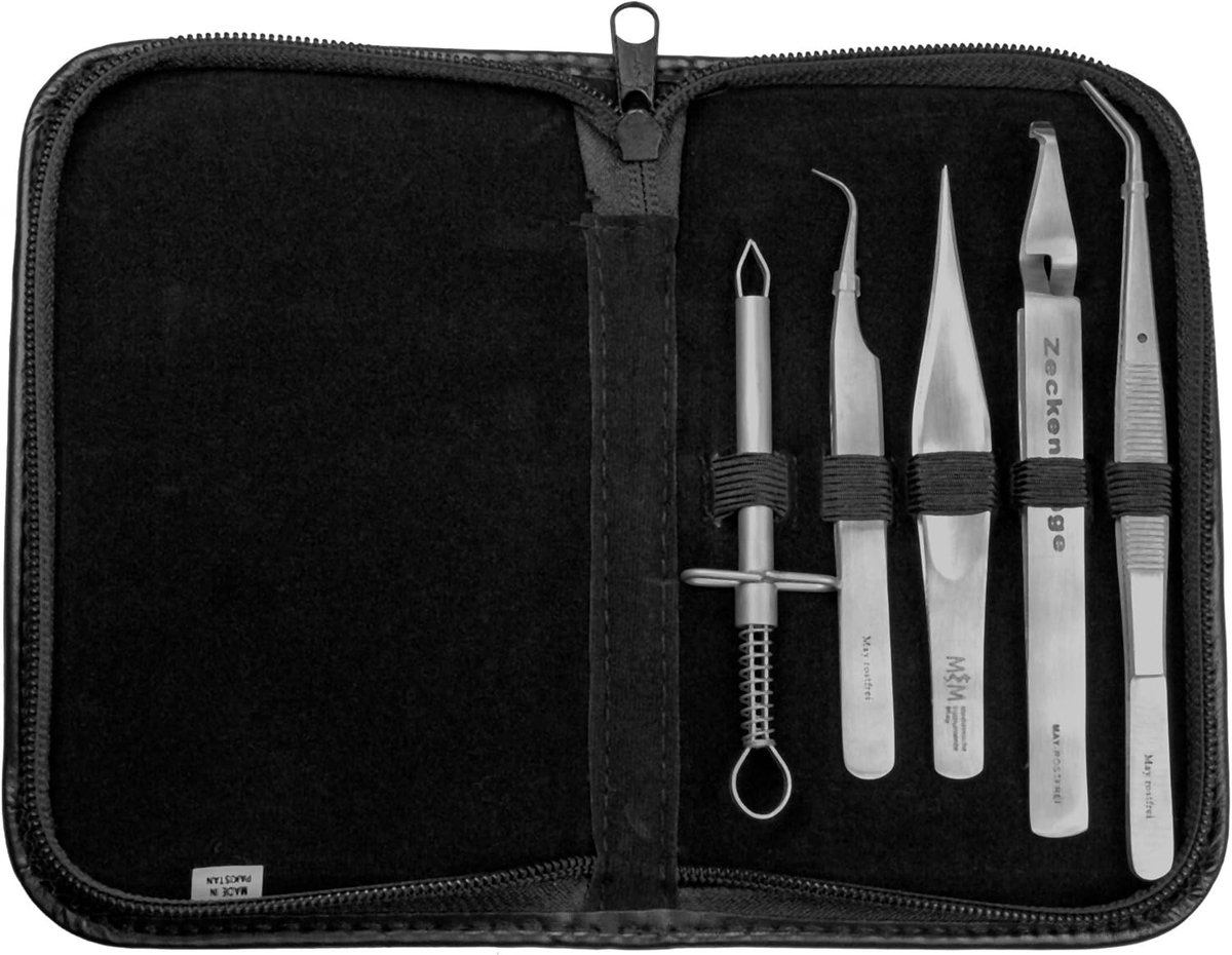 SnelShoppen - Tick Tweezers & Splinter Tweezers Set 5-delig - RVS Instrumenten voor Veilige Tick Verwijdering bij Mens en Dier - Inclusief Praktische