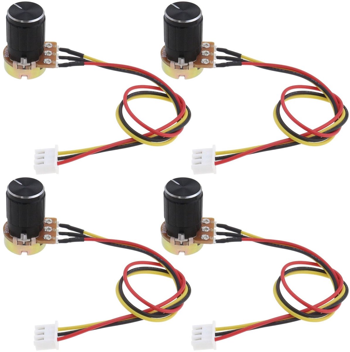 Dailygoods - Verstelbare Rotary Speed Potentiometer - 4 stuks - 100Kohm - XH2.54-3P - Wasmachine Accessoires - Metaal en PVC - Geschikt voor DIY p...