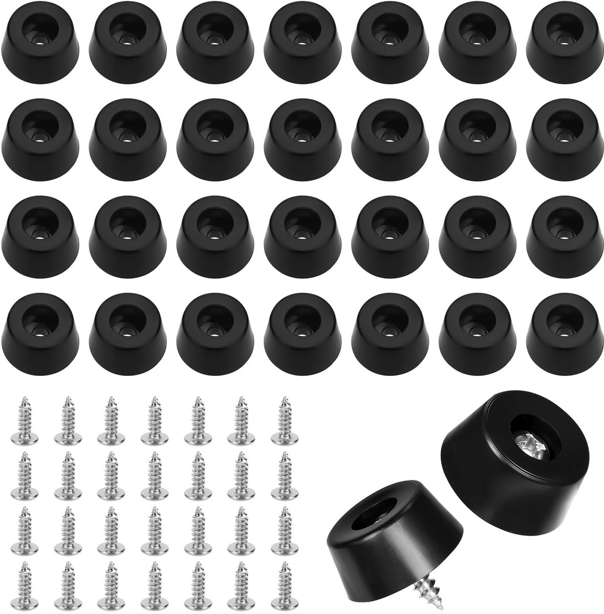 Dailygoods - Snijplank Voetjes - Antislip Rubberen Bumpers - 30 Stuks - Zwart - Meubelbescherming - Geschikt voor Keukenapparatuur - 15x8mm