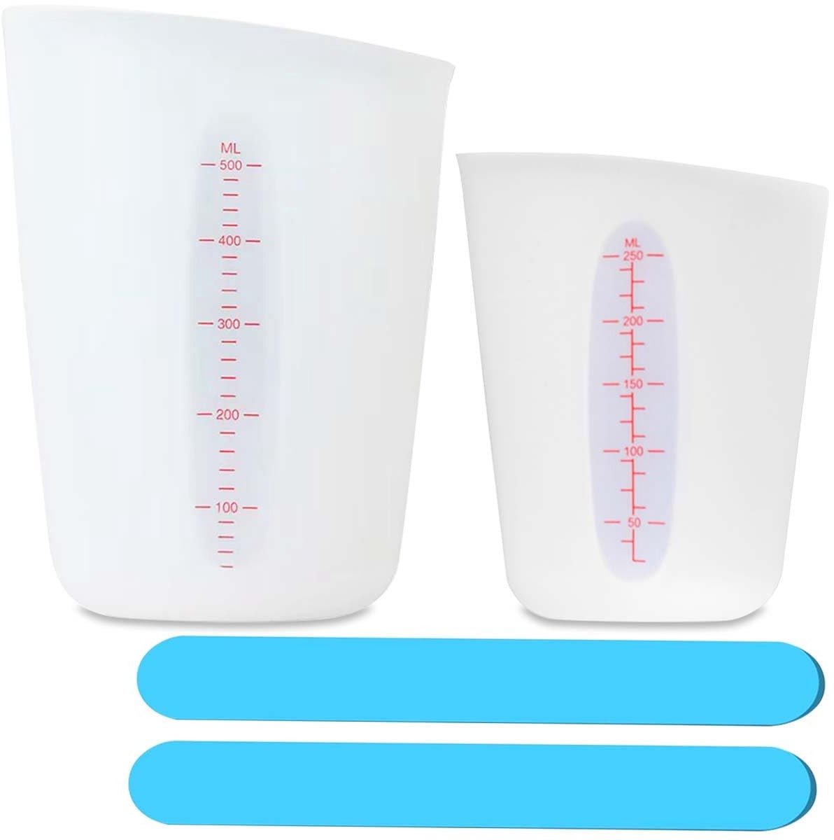 Dailygoods- Maatbeker Set 250/500 ml - Herbruikbaar - Opvouwbaar - Antislip - Siliconen - Duidelijke schaal - Mengbeker