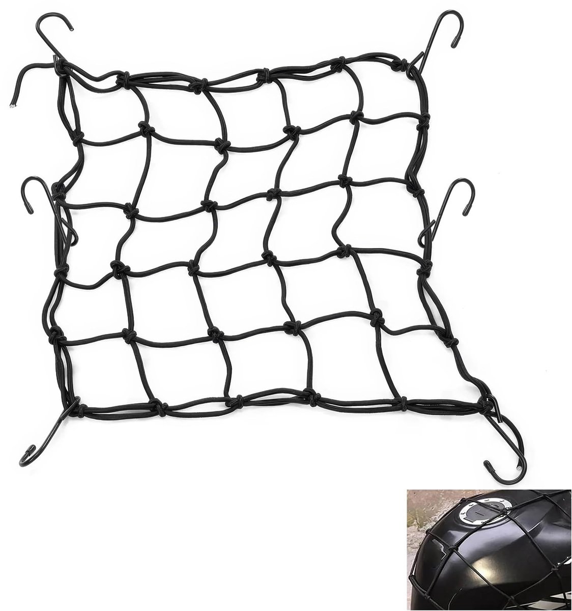 Dailygoods - Elastisch Bagagenet van 30 x 30 cm voor Motorfiets en Boot