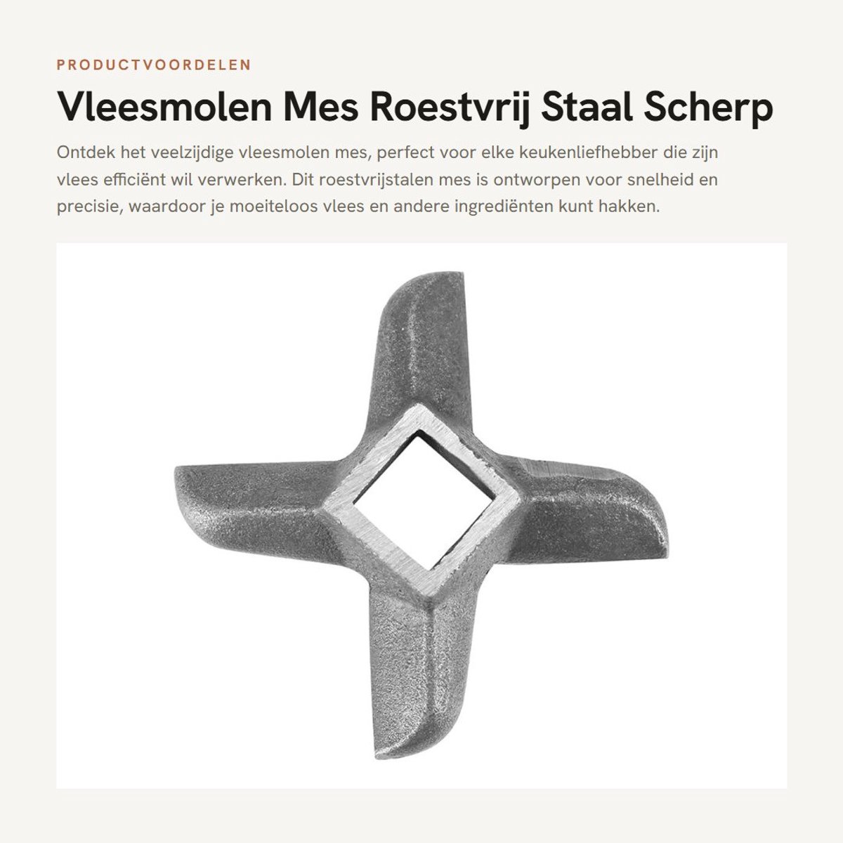 Dailygoods- Vleesmolen Mes Roestvrij Staal - Vervangmes - Snijder - Kruisvormig Design - Geschikt voor Vlees - 5 Verschillende Soorten Bladen - Vleesmes