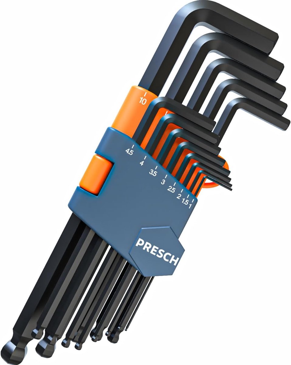 Thijox - Inbussleutelset 13 stuks met kogelkop HX - Professionele haakse inbussleutels, compact en veelzijdig, voor fijnmechanische en massieve verbin