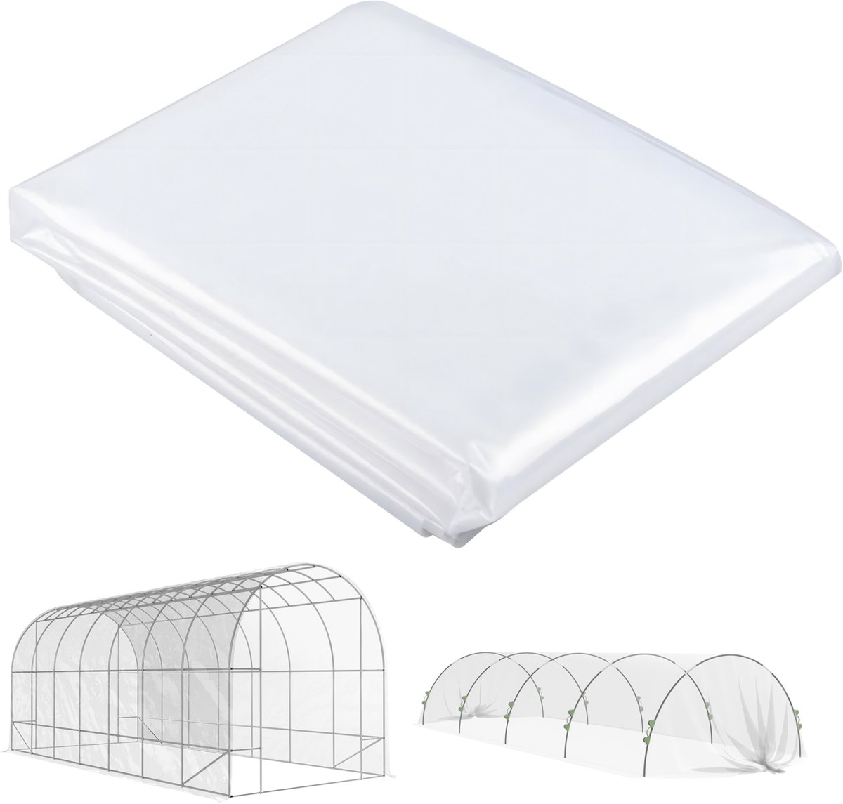 MEUNIQ Kasfolie 7 x 8 m transparant, 0,15 mm polypropyleen gewächshausfolie met UV-bescherming, waterdichte afdekfolie voor kas, folietunnel en buitengebruik