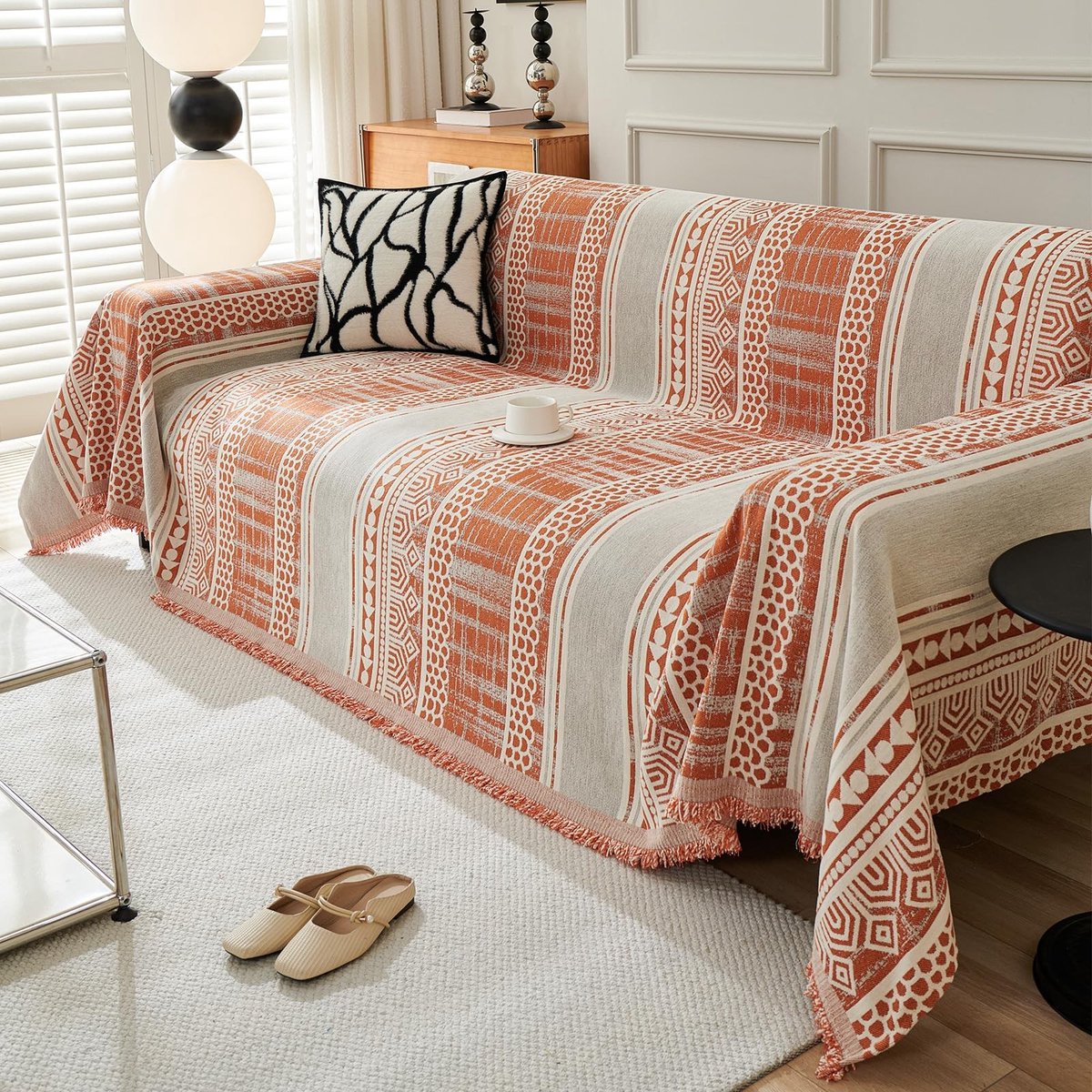Dailygoods- Bankdeken Omkeerbaar - Chenille - Ademend - Zacht - Decoratieve Kwastjes - 180 x 280 cm - Deken