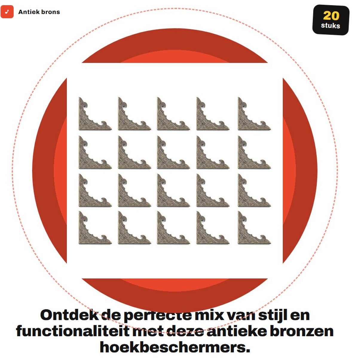 Dailygoods- Hoekbeschermer Antibotsing - Decoratieve Beugel - Vleermuis Patroon - Metalen Hoekbeschermer - Groot Pak van 20 - Veiligheid voor Wijnkist/Boekalbum