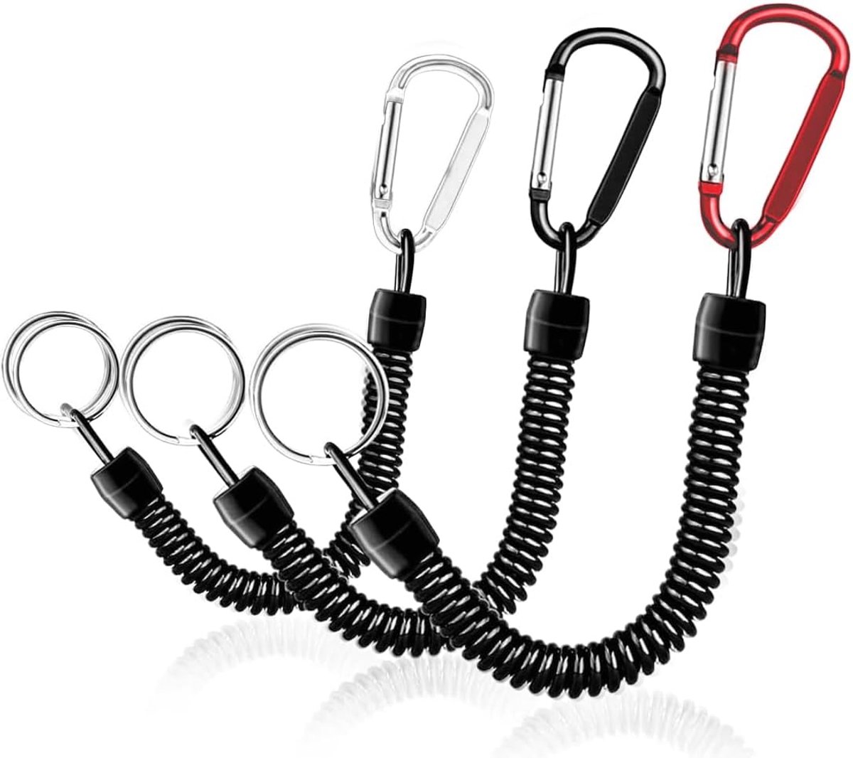 Dailygoods- Spiraalsleutelhanger - Uittrekbaar - Karabijnhaak - Hoogwaardig Staaldraad - TPU-Rubberen Coating - Duurzaam en Roestvrij - Sleutelhanger