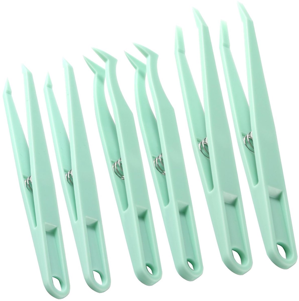 Dailygoods - Plastic Precision Tweezers Set - Antistatische pincetset - 6 stuks - Groen - Voor elektronica en sieraden - Geschikt voor laboratoriumwer...
