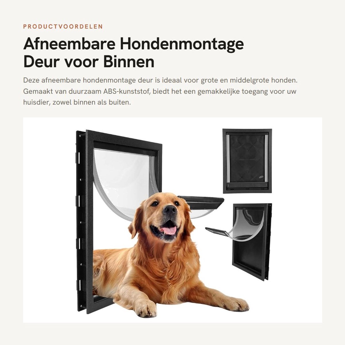 Dailygoods- Hondendeur Eenvoudig te Installeren - Afneembare Deur - Duurzaam ABS-Kunststof - Transparant Design - Weerbestendig - Geschikt voor Binnen- en Buitendeuren - Huisdierluik