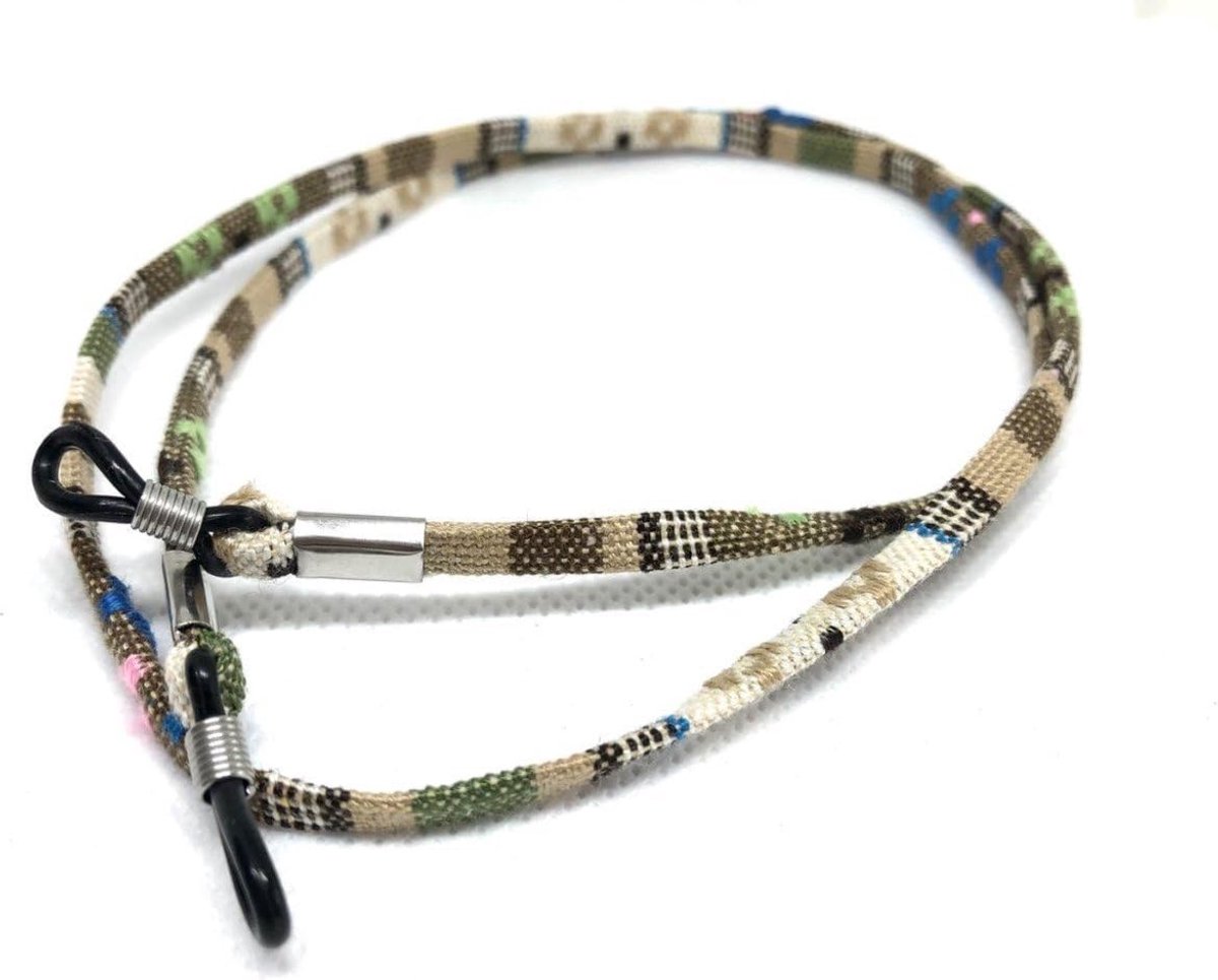 Thijox - Brillenkoord - Brilkoord Groen/Beige/Bruin - Universeel Koord voor Bril - Brillentouw - Stijlvol Bril Accessoire - Koordje met Dessin voor Zo
