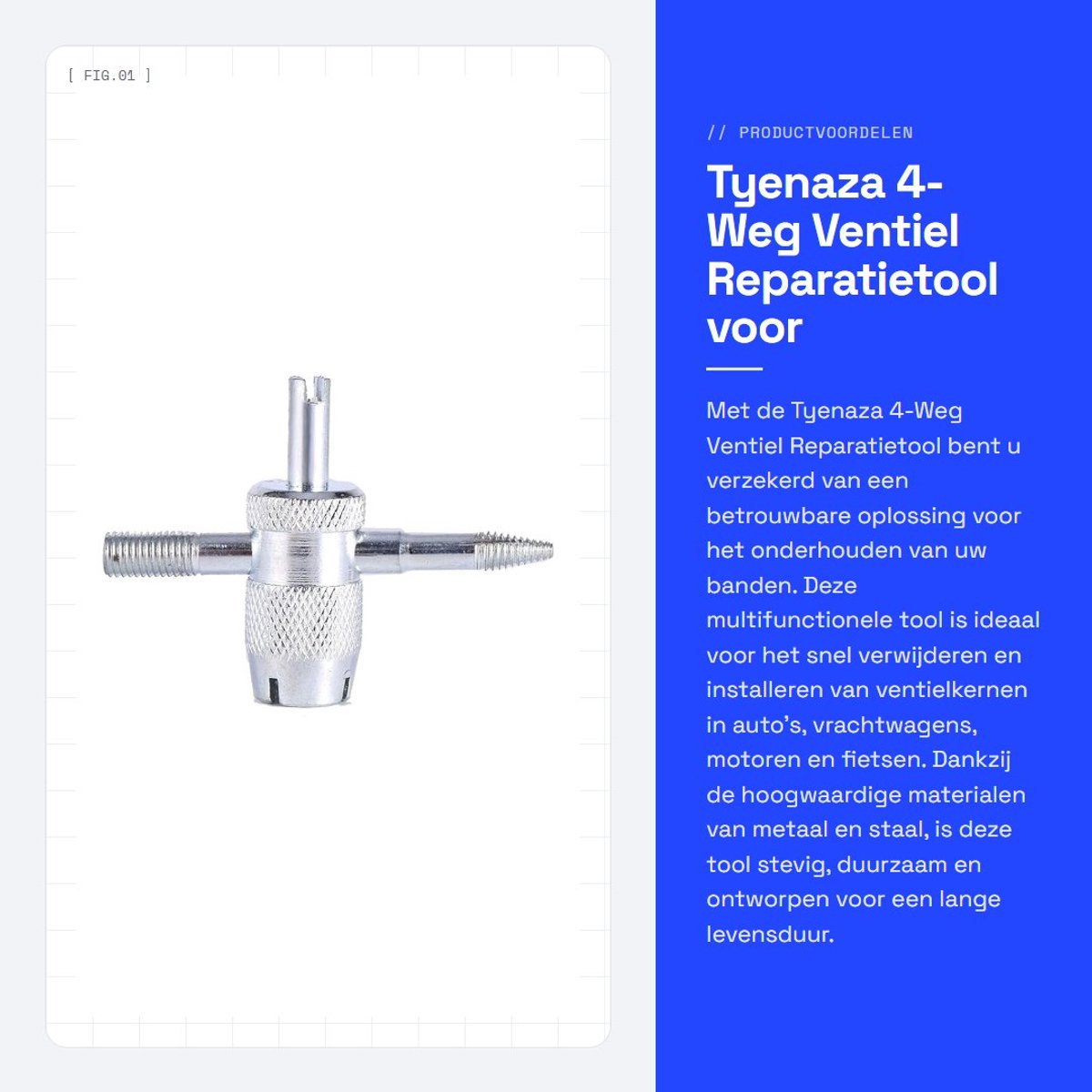 Dailygoods- Ventiel Reparatietool 4-Weg - Ventiel Verwijderaar - Ventiel Kern Verwijderaar/Installer - Lichtgewicht Stem Trekker - Hoogwaardige Metaal/Ijzer - Geschikt voor Auto/Fiets/Motor - Ventieltool