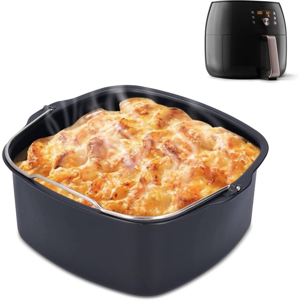 Dailygoods- Airfryer Accessoires Masterset - Antiaanbak Bakplaat - Grill Accessoires - Compatibel met HD9925/HD9860/HD9905 - Onderhoudsvriendelijk - 18 cm - Bakvorm