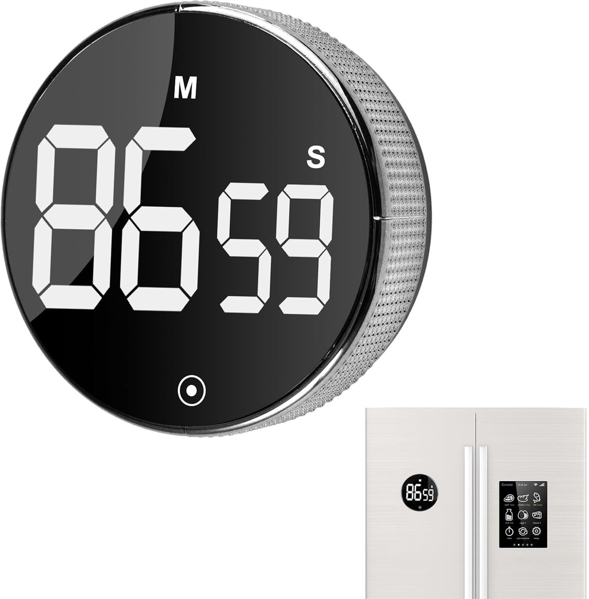 Thijox - Keukentimer met LED-display, magnetisch, instelbaar volume, digitale afteltimer voor koken, bakken, fitness, yoga, leren, zwart, 7,8 cm
