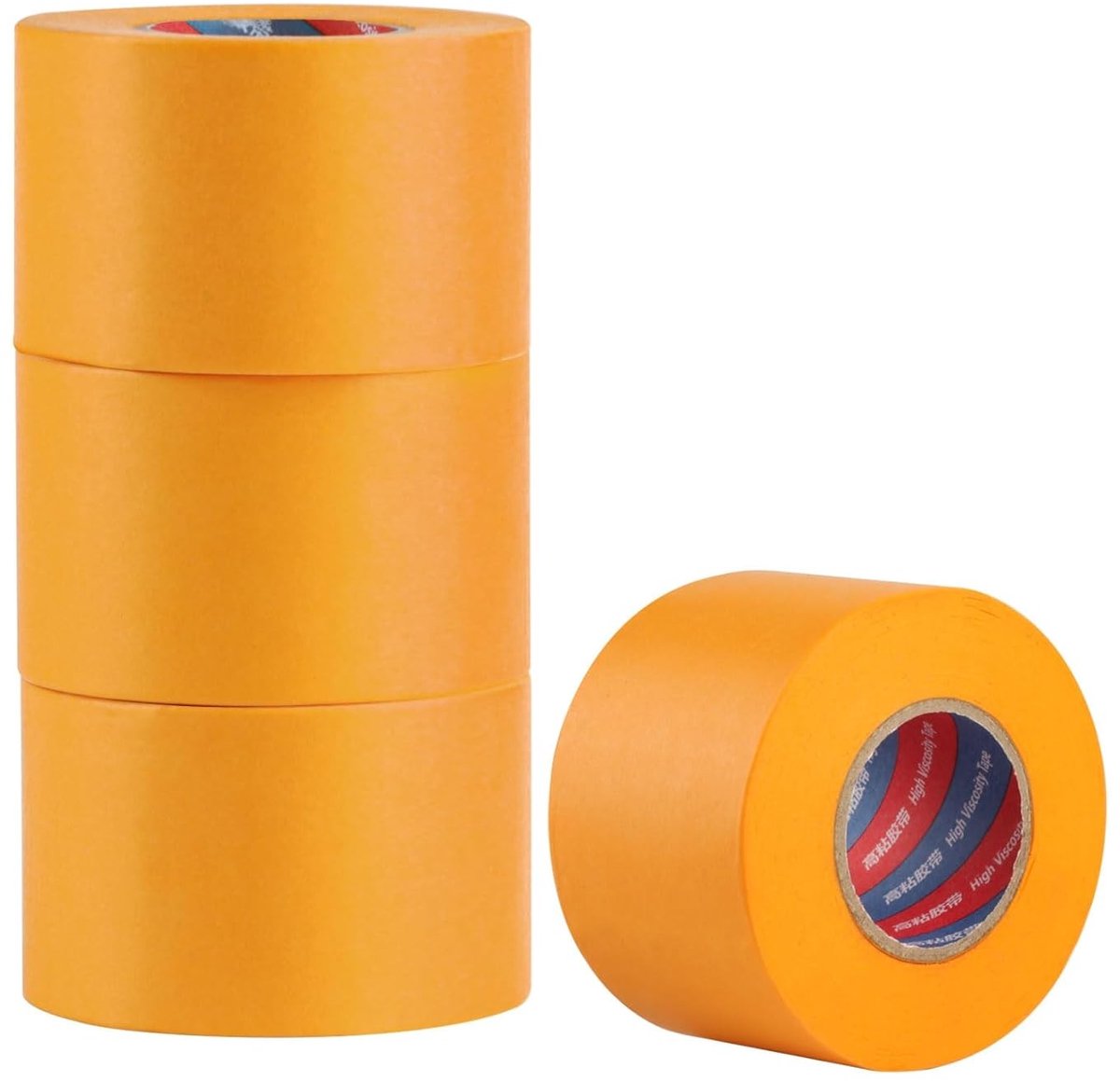 Verf tape 50 mm x 50 m, hittebestendig en geschikt voor schone lijnen, ideaal voor schilderwerk en knutselen, oranje