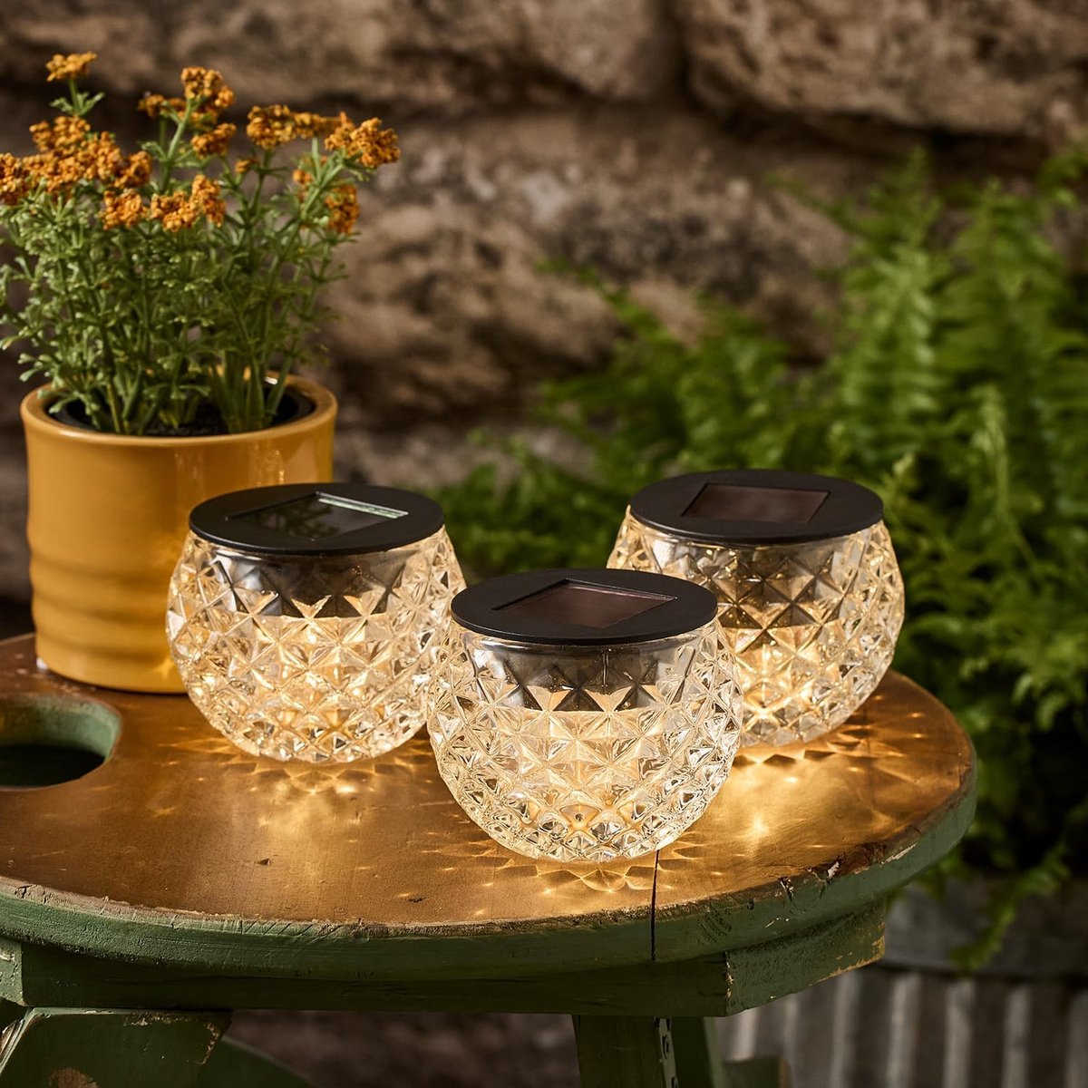 Thijox - Set van 3 LED Solar Kaarsen voor Buiten - Modern Windlicht in Transparant Glas - Sfeervolle Tuinverlichting voor Balkon, Barbecue en Terras