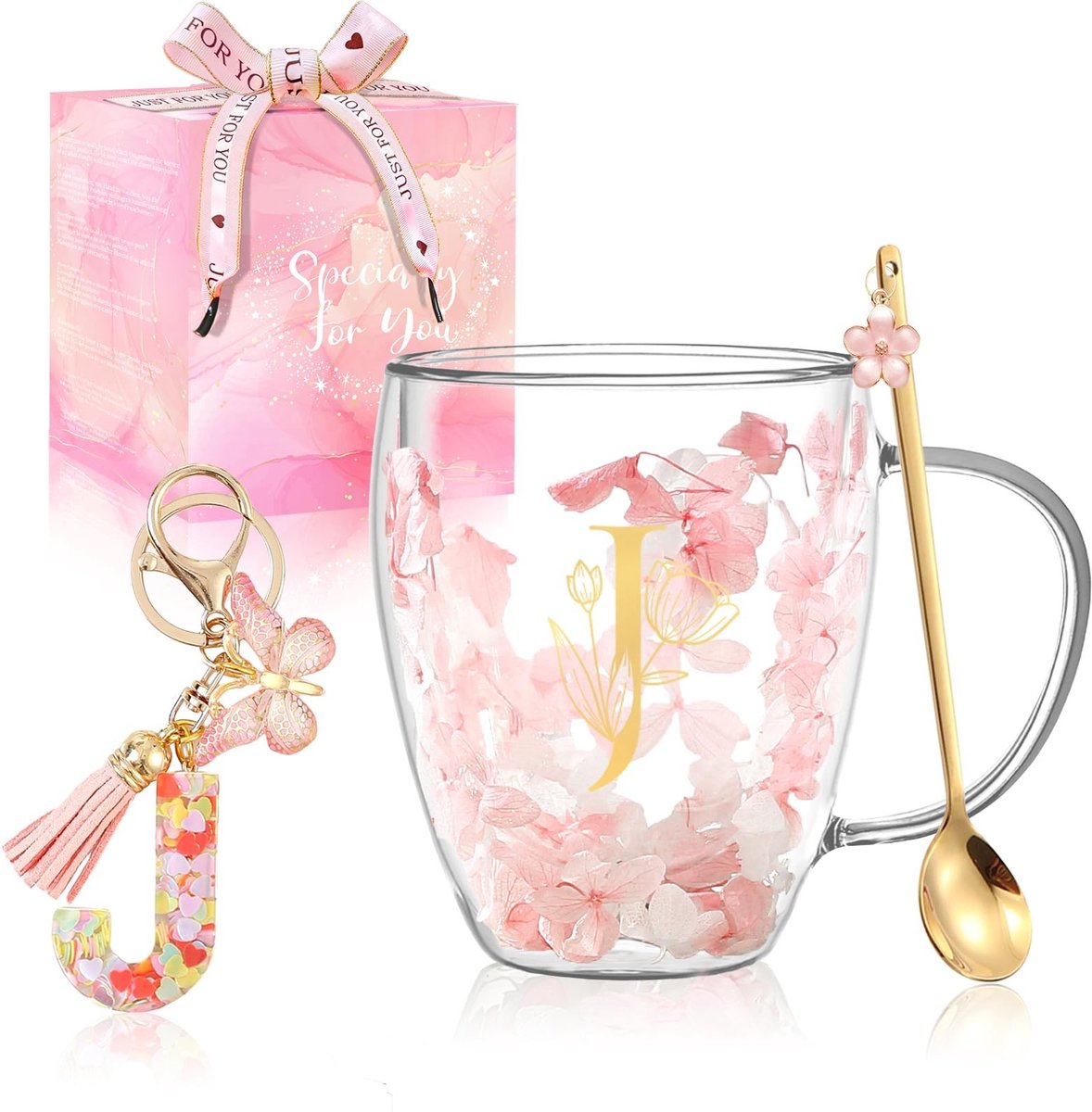 Dailygoods- Koffiemok Dubbelwandig - Gemonogrammeerd - Borosilicaatglas - Hittebestendig - Voor Koffie/Thee - Perfect voor Thuis/Kantoor - Theekop