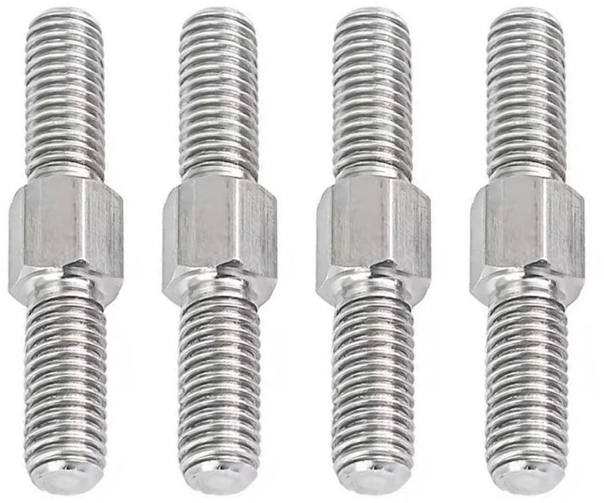 Set van 4 RVS Hex Head Dubbel Eind Stangen, M8 x 50mm, Links/Rechts Draaiende Draadstangen voor Bevestiging en Constructie