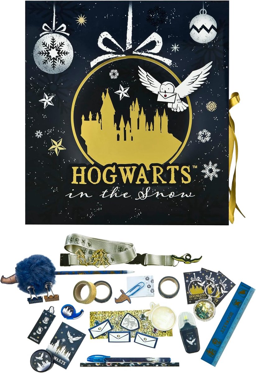 Thijox - Undercover Adventskalender Creatief - Opvouwbare Doos met Strik - 24 Verrassingen met Knutselmaterialen en Schrijfwaren - Perfect voor Kinder