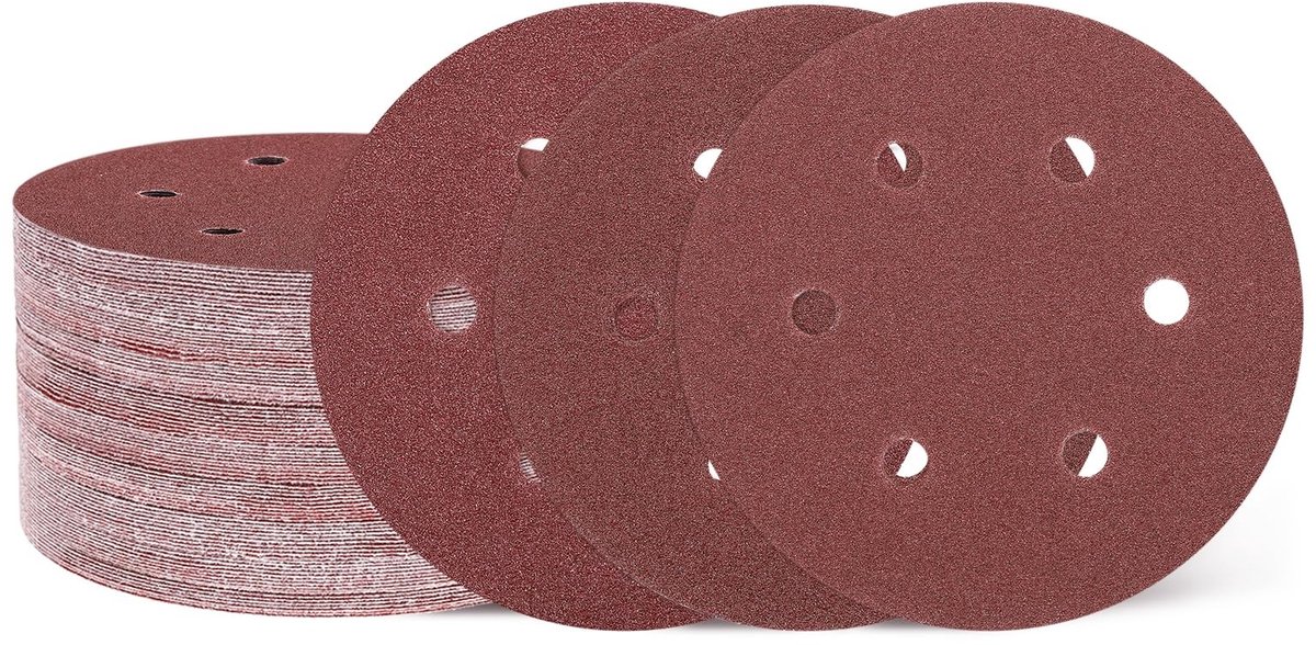 Dailygoods- Schuurschijf 150 mm - 75 Stuks - Korrel 40/60/80 - Haak/Ring - Aluminiumoxide - Robuust en Duurzaam - Schuurpapier