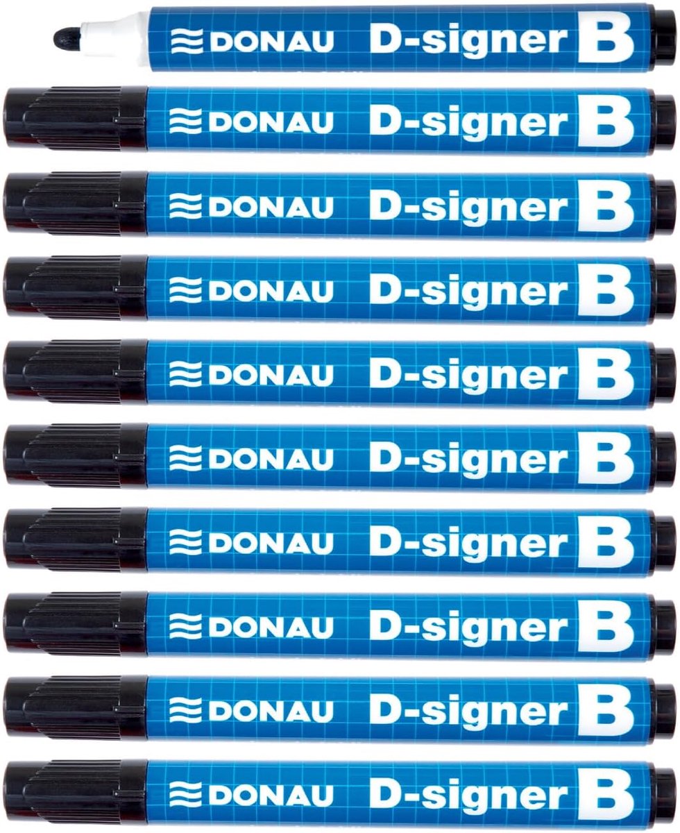 SnelShoppen - Whiteboard Marker Set 10 Stuks Zwart - Droogbestendige Bordmarkeer Stiften - Ronde Punt 2-4 mm - Niet Giftige Inkt - Perfect voor School