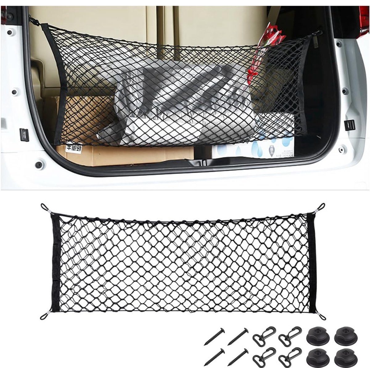 Dailygoods- Opbergnet Uittrekbaar - Universeel Opbergnet - Bagagenet Auto - Duurzaam Nylon - 90 x 40 cm - Stabiliteit en Veiligheid