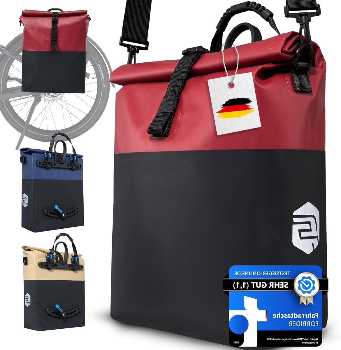 Fiets Bagage Tas - Fietstas Enkel - Boodschappen Vervoeren - Waterdicht Materiaal - 22 Liter - Rood
