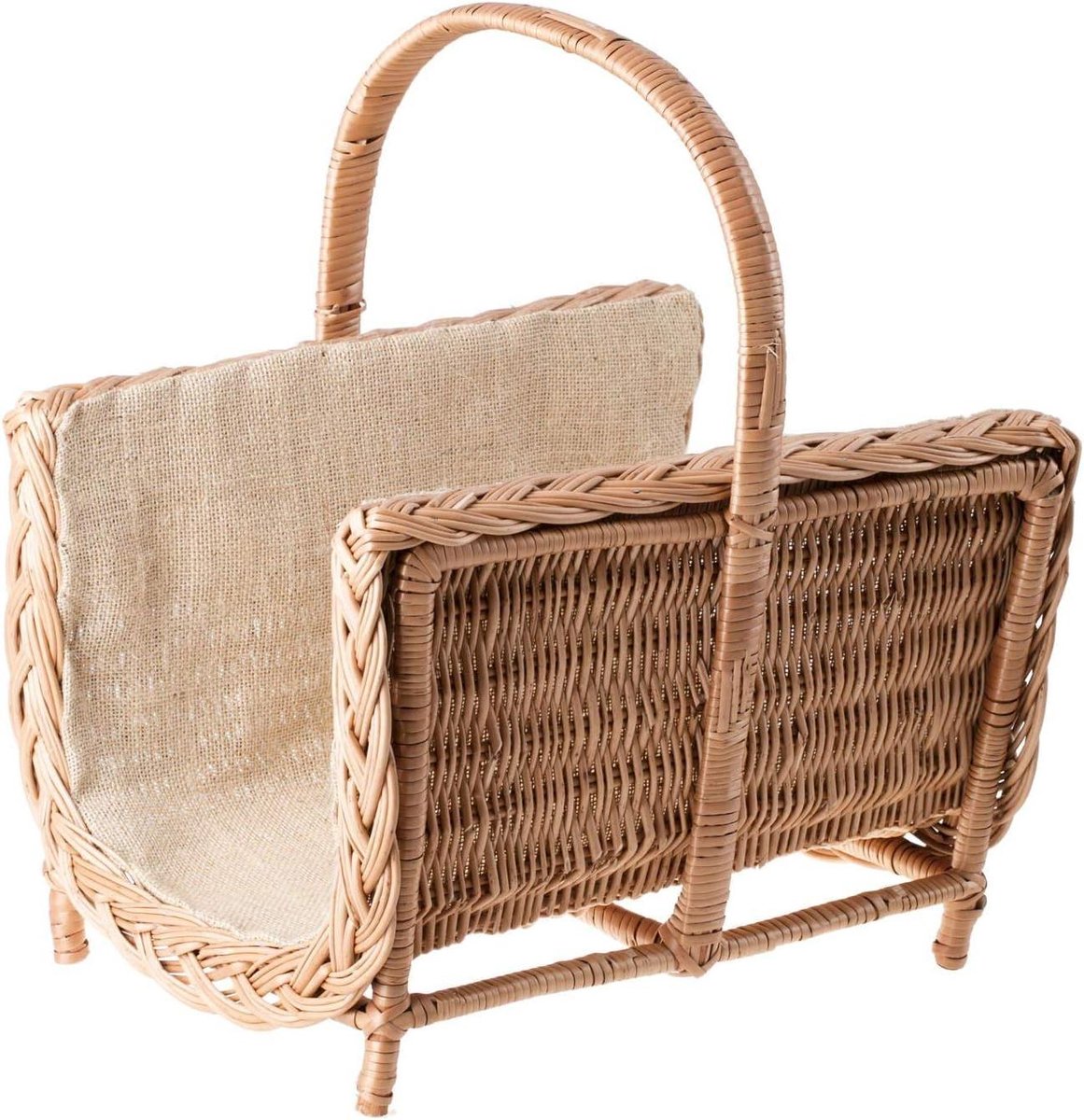 Rieten mand - Houtmand - Haardhout opslag - Handgevlochten Europa - 46x32x36 cm - Natuurlijk