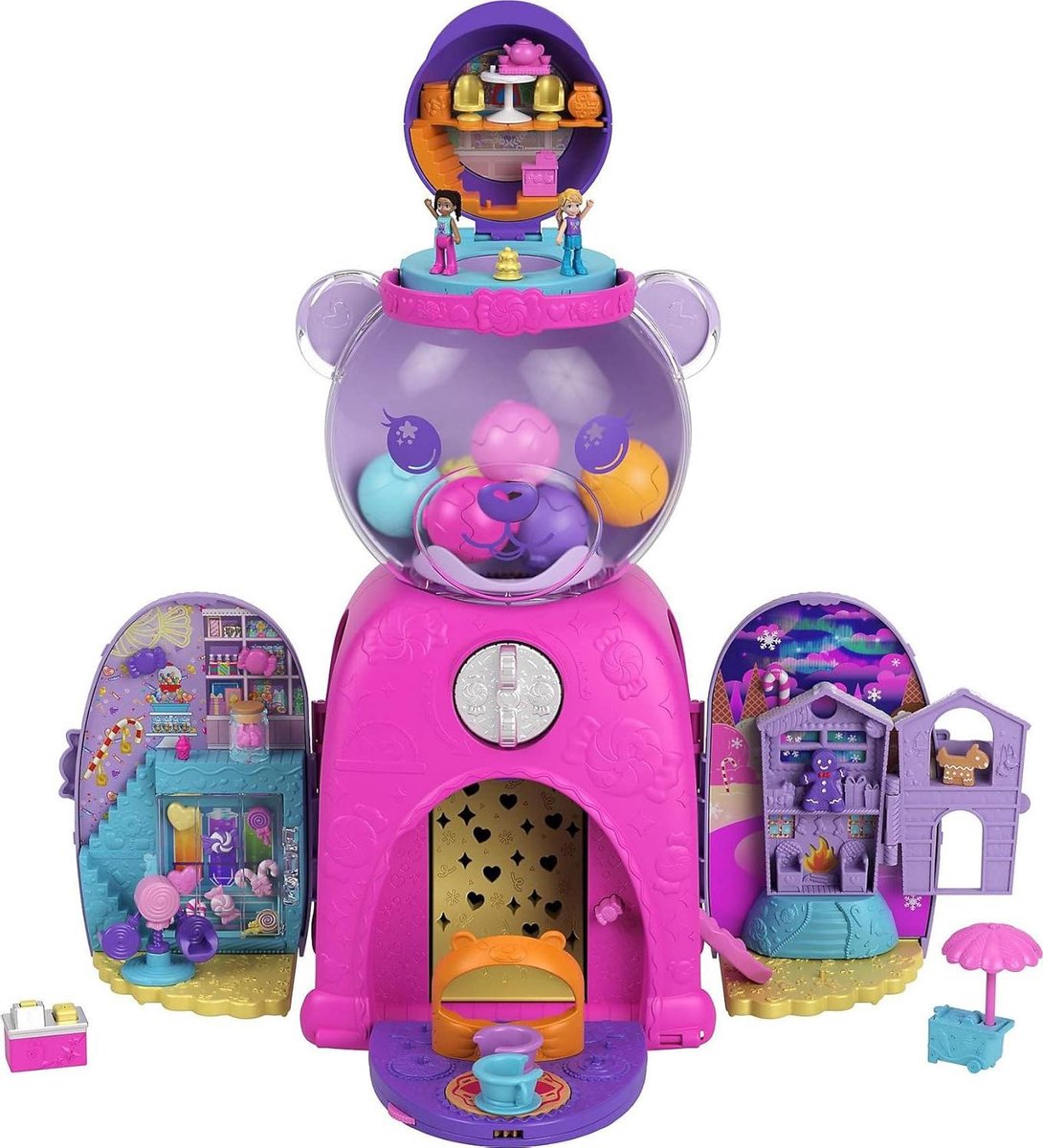 Poppenhuis Speelset - Miniatuur Wereld - Kinderspel - Inclusief Accessoires - 12 x 15 x 30 cm - Multicolor