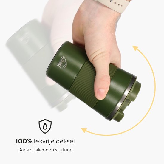 Roestvrijstalen Mok - To Go Beker - Warme Dranken - Lekvrije Dop - 380 ml - Groen — afbeelding 4