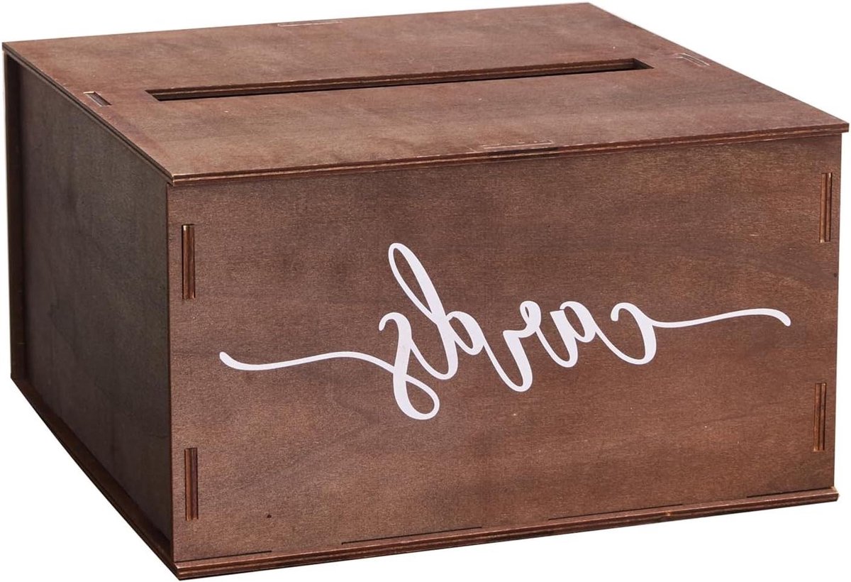 Kaart doos - Houten opberger - Feestelijke collectie - Rustieke uitstraling - 115 inch - Natuurlijk hout