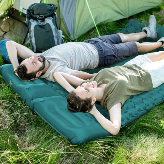 Camping Slaapmat 2 Personen Zelfopblazend Luchtmatras met Kussen Outdoor Camping Matras Slaapmat Opvouwbaar Ultralicht Luchtbed Opblaasbaar Bed Camping Mat met Voetpomp voor Tent Meer van Merkloos — afbeelding 3