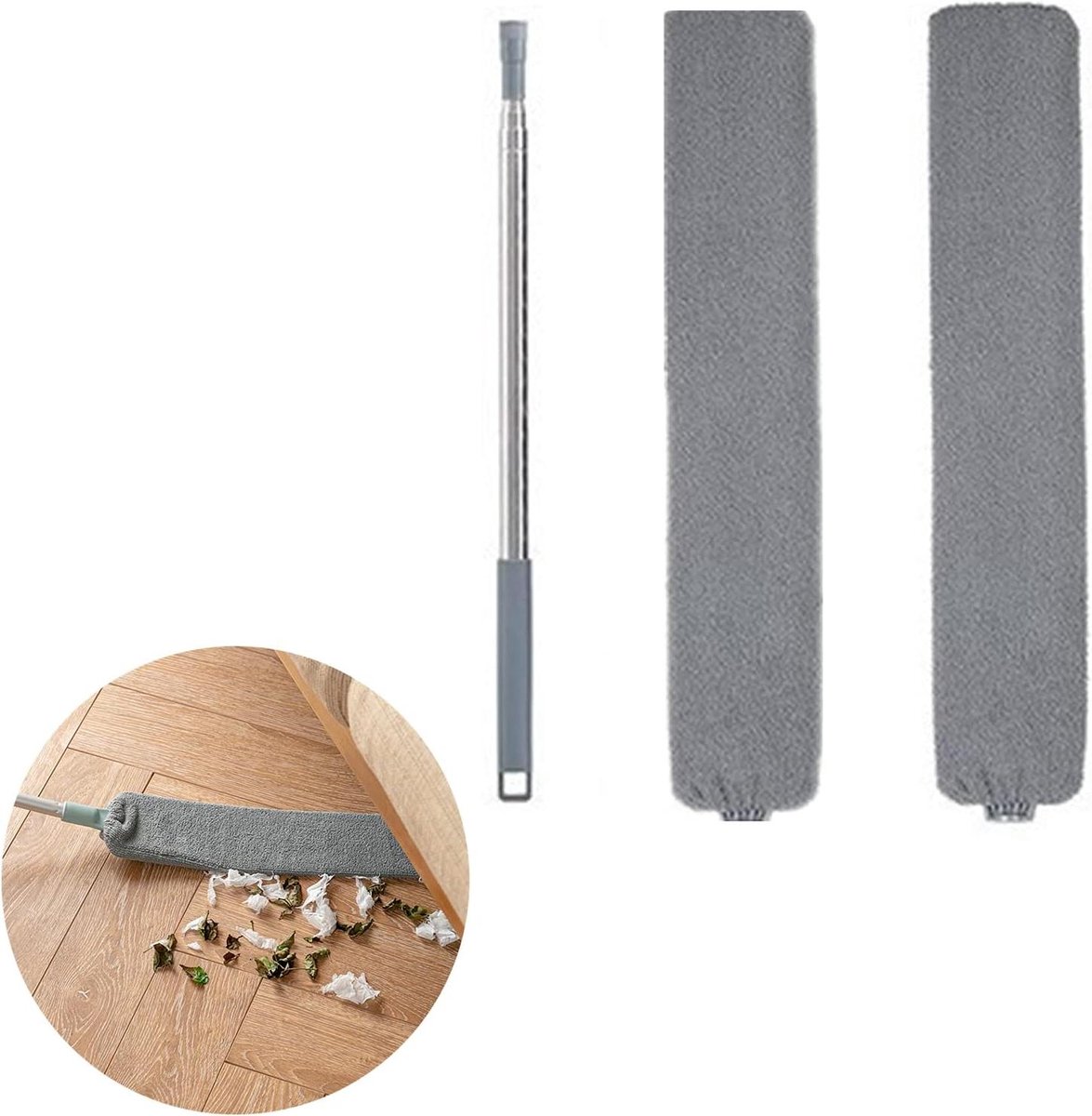 Intrekbare Stofreiniger - Spleet Reiniger - Diepe Reiniging - Verstelbare Lengte - Tot 140 cm - Grijs