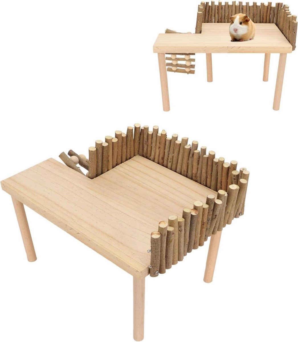 Hamster Klimplatform - Houten Speeltoestel - Klimmen en Spelen - Flexibel en Stabiel - 30 x 21 x 21 cm