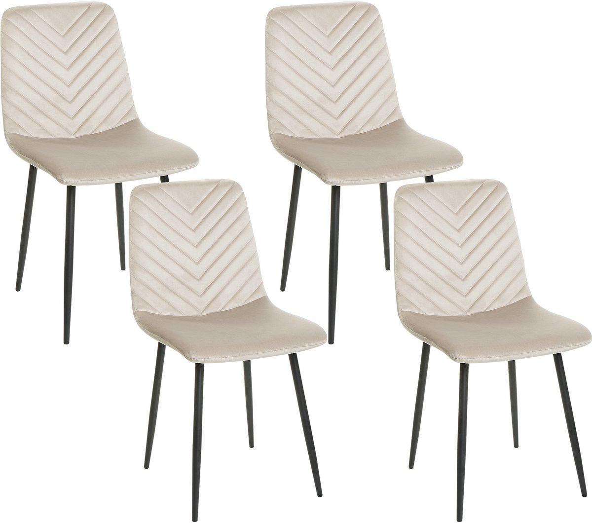 HAVRE - Eetkamerstoelen set van 4 - Beige - Fluweel