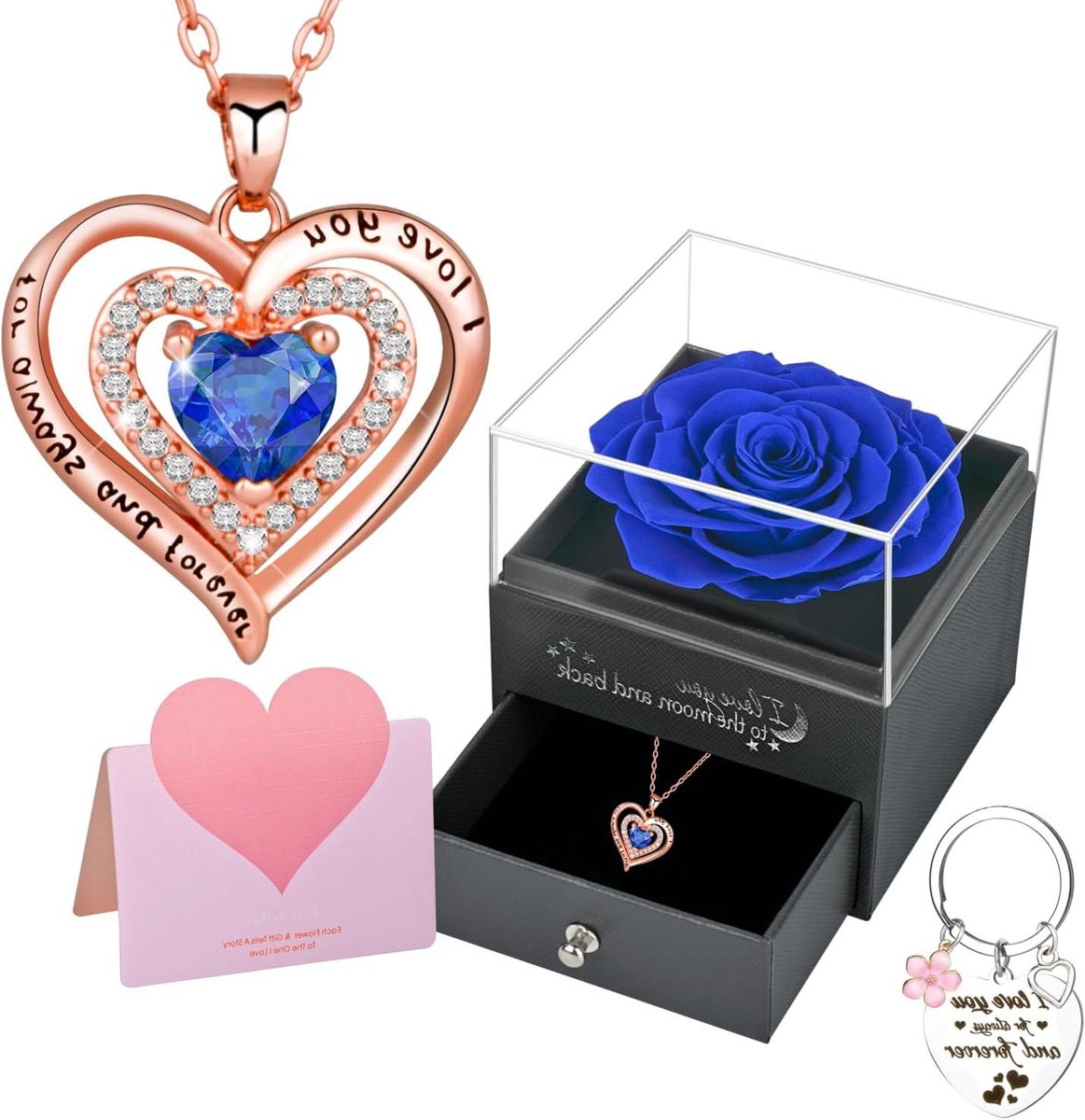 Eeuwige Rozen - Bewaarde Bloemen - Cadeau Geven - Speciaal Behandeld - 12.5 cm - Blauw