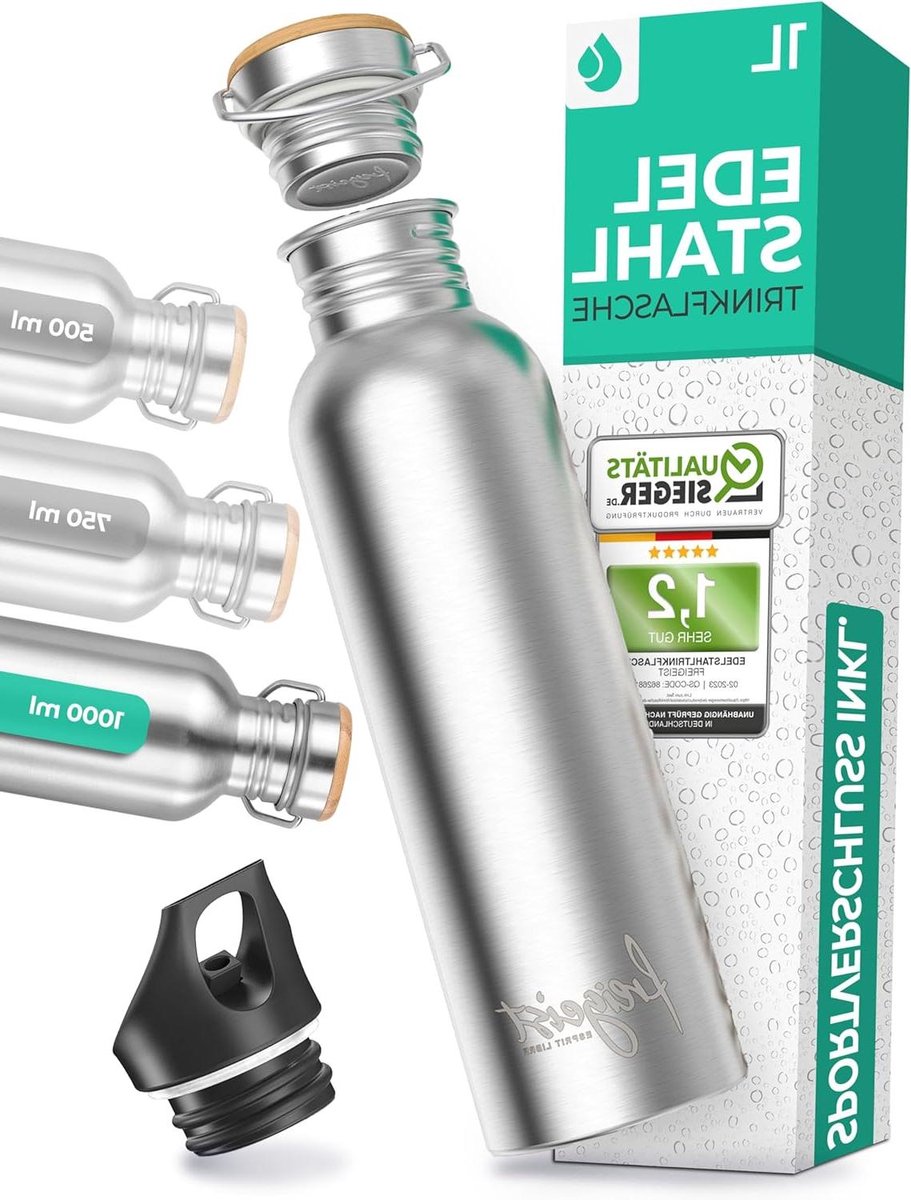 Roestvrij staal waterfles - Drinkfles 1 liter - Hydratatie onderweg - Lichtgewicht enkelwandig ontwerp - 1000 ml - Metaal