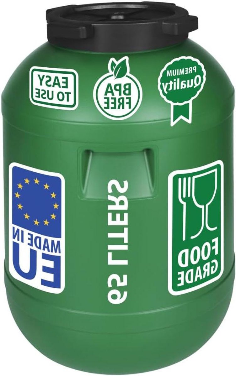 Regenton met deksel - Watertank Vat - Water Opslag - Voedselveilig HDPE - 65 liter - Groen