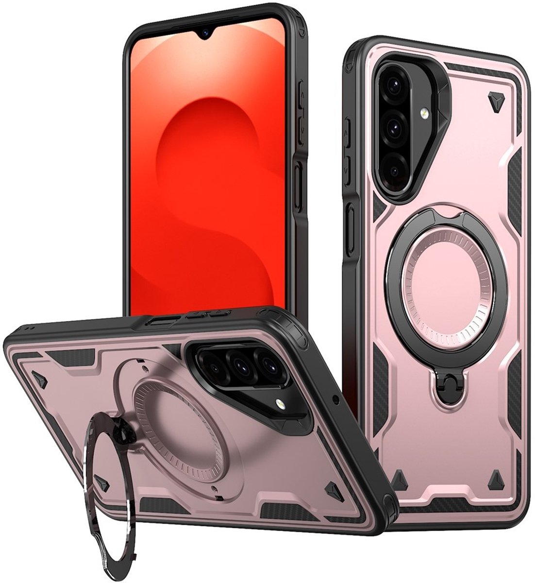 Coverup Hoesje - Geschikt voor Samsung Galaxy S25 FE Hoesje - Coverup Armor Back Cover met MagSafe Compatible Kickstand - Rose Gold