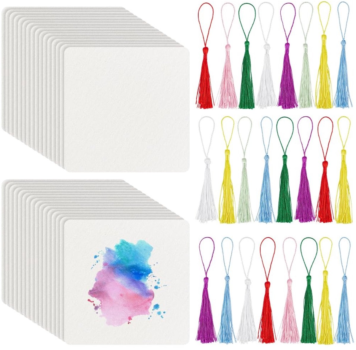 Dailygoods- Papiertegels 50 Stuks - Lege Kaarten 12x12cm - Kunstprojecten - Notitieboek - Flashcards - Absorberend Papier - Tekeningen