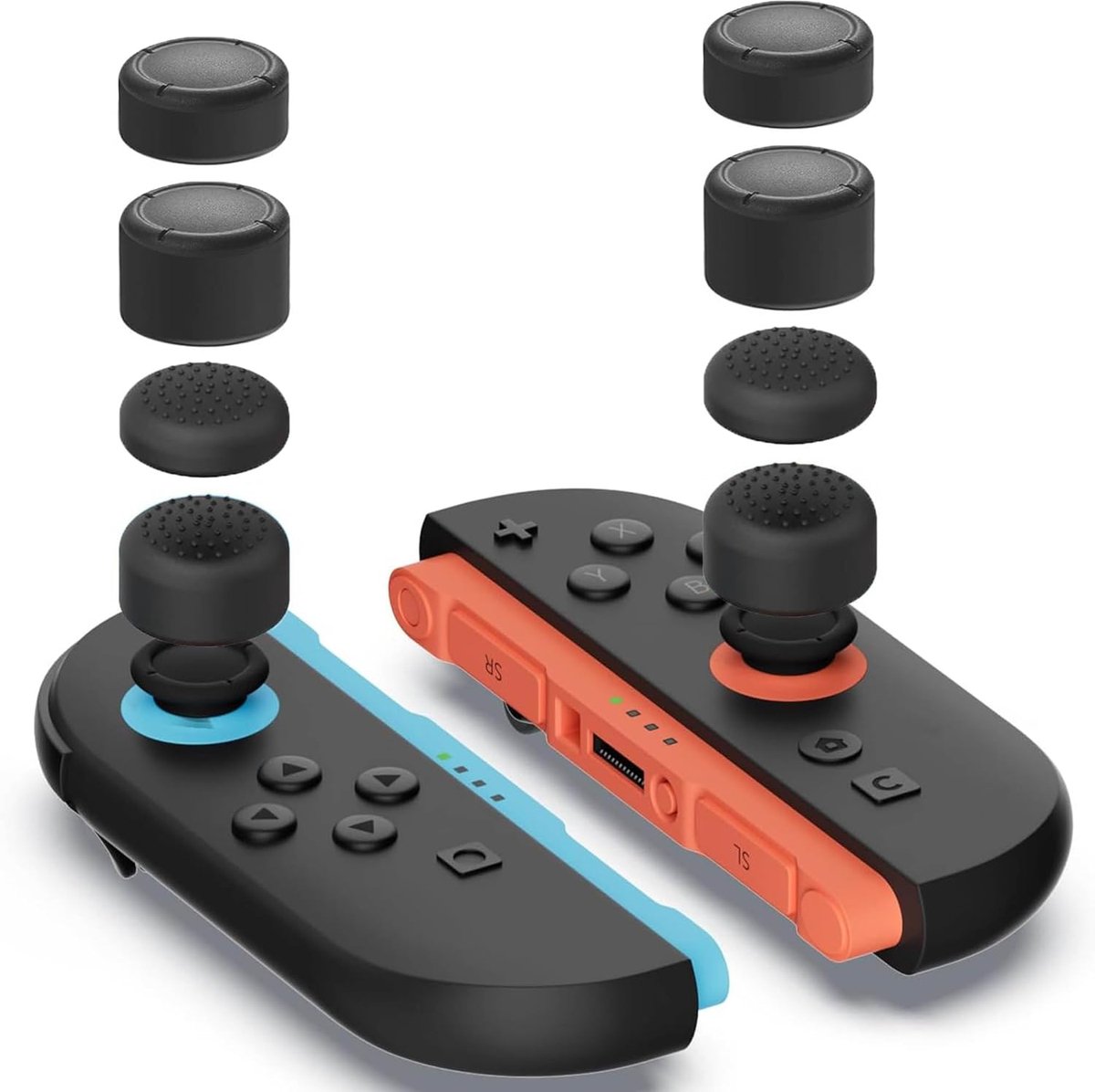 SnelShoppen - 8 Stuks Joystick Caps voor Switch 2 - Ergonomische Grip Caps voor Betere Grip en Precisie - Switch 2 Controller Accessoires in Zwart - 4