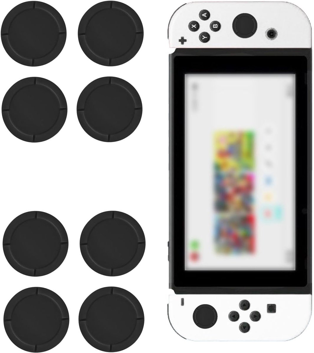 Thijox - 8-delige Joystick Doppen, Duimgrepen, Beschermhoes voor Switch Lite en Switch OLED - Silicone Thumbsticks Grips Caps - Zwart