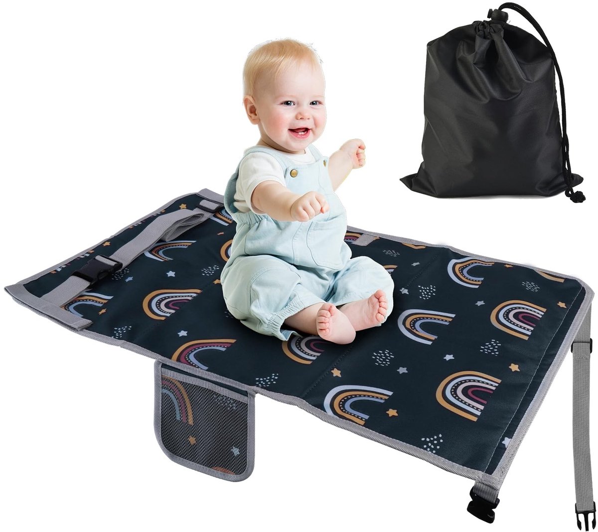 Dailygoods- Voetsteun Vliegtuigbedje - Opvouwbaar - Kinderzitje - Reisbed - Voetenbankje - 76 x 44,5 cm - Ideaal voor korte reizen - Vliegtuigbed