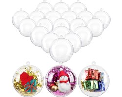 SnelShoppen - 20 Transparante Kerstballen 8 cm - Ronde Acryl Ornamenten voor Kerstboom Decoratie - Vulbare Kerstdecoratie voor Feest, Bruiloft en Seiz